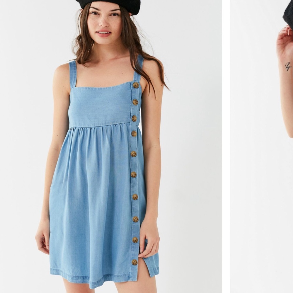 UO Lindsay Button-up Chambray Mini Dress